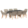 Conjunto de comedor 9 pcs Gris claro 190 x 80 x 74 cm 2