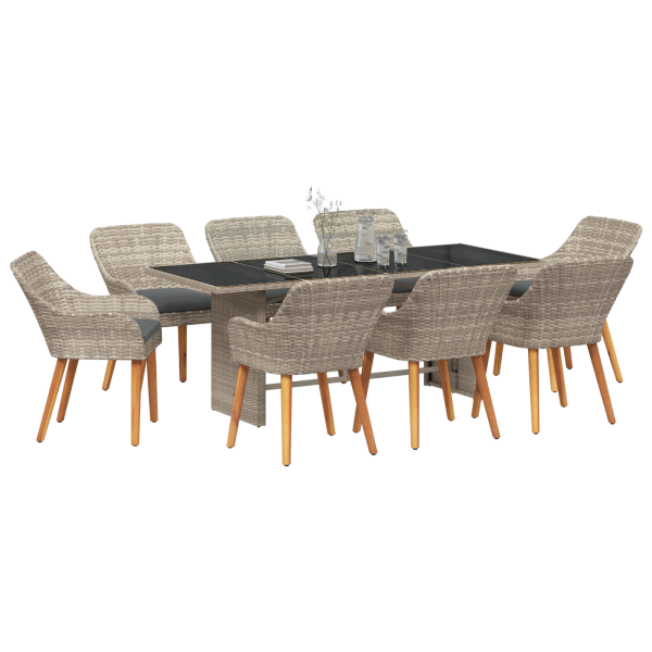 Conjunto de comedor 9 pcs Gris claro 190 x 80 x 74 cm M 3