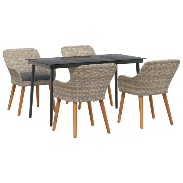 Conjunto de comedor 5 pcs Gris claro y negro Grande M 2