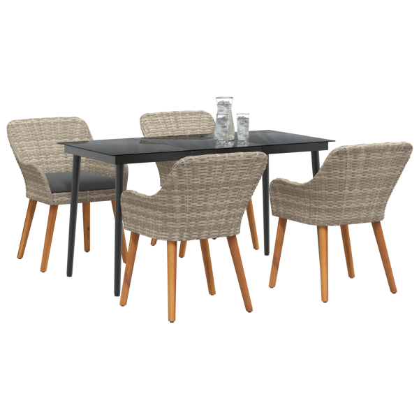 Conjunto de sala de jantar 5 pcs Cinza claro e preto Largo M 3