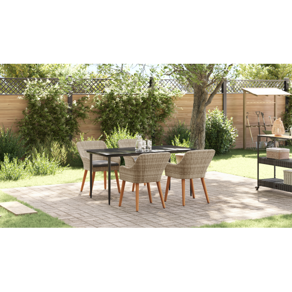 Conjunto de comedor 5 pcs Gris claro y negro Grande M 5