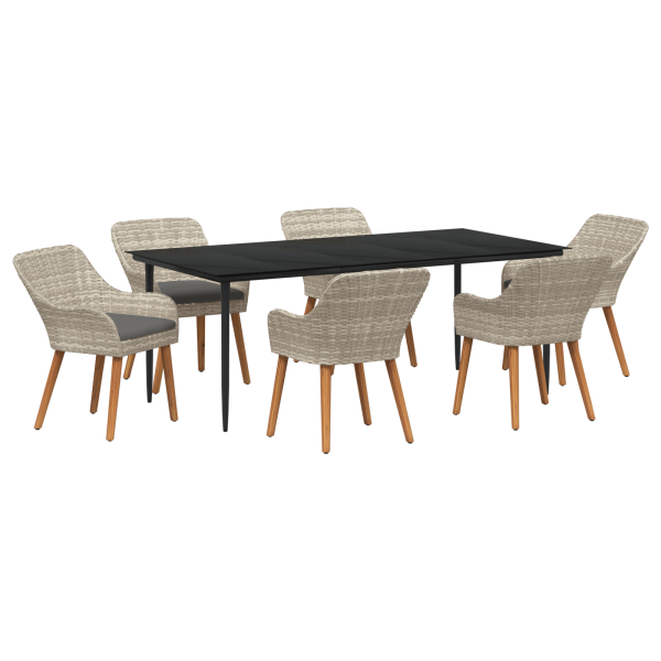 Conjunto de comedor 7 pcs Gris claro y negro Grande M 2