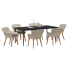 Conjunto de sala de jantar 7 pcs Cinza claro e preto Largo 3