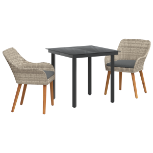 Conjunto de sala de jantar 3 pcs Cinza claro e preto Médio H