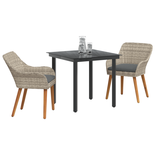 Conjunto de comedor 3 pcs Gris claro y negro Mediano M 3
