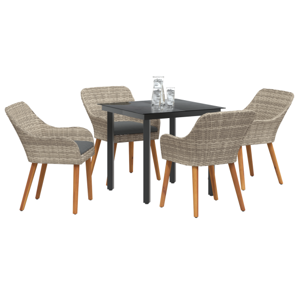 Conjunto de comedor 5 pcs Gris claro y negro Mediano M 3