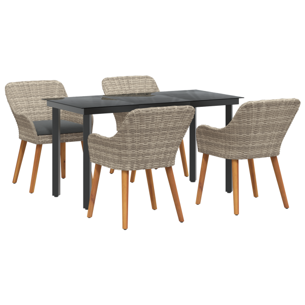Conjunto de sala de jantar 5 pcs Cinza claro e preto M 2