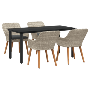 Conjunto de sala de jantar 5 pcs Cinza claro e preto H