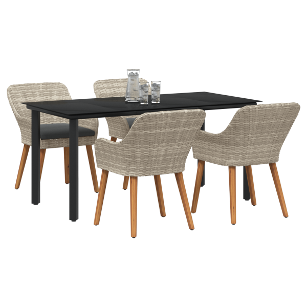 Conjunto de comedor 5 pcs Gris claro y negro 160 x 80 x 74 cm M 3