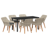 Conjunto de sala de jantar 7 pcs Cinza claro e preto 2