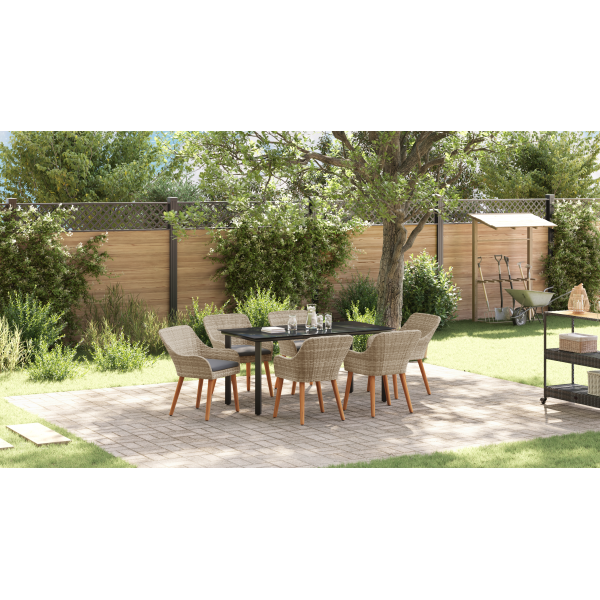 Conjunto de sala de jantar 7 pcs Cinza claro e preto M 5