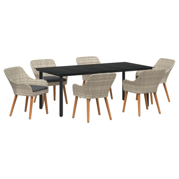 Conjunto de comedor 7 pcs Gris claro y negro 200x100x74 cm M 2