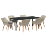 Conjunto de comedor 7 pcs Gris claro y negro 200x100x74 cm 2