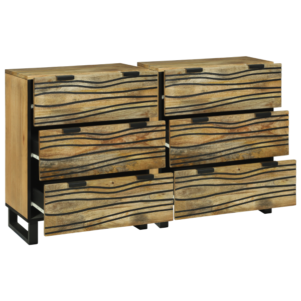 Tableros Lateral 2 pcs Marrón Mediano Madera de mango maciza M 2