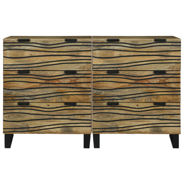 Aparadores 2 pcs Castanho Médio Madeira de manga maciça M 3