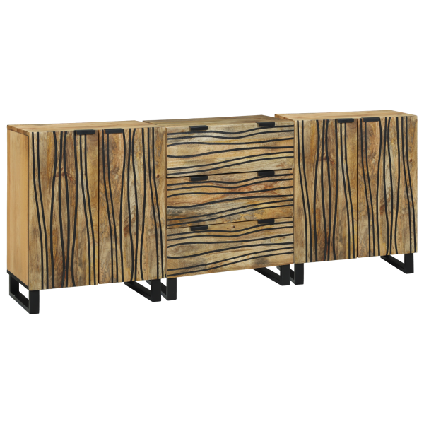 Juego de muebles de baño 3 pcs Marrón Mediano Madera maciza D