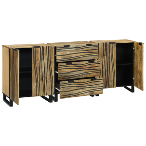 Juego de muebles de baño 3 pcs Marrón Mediano Madera maciza H