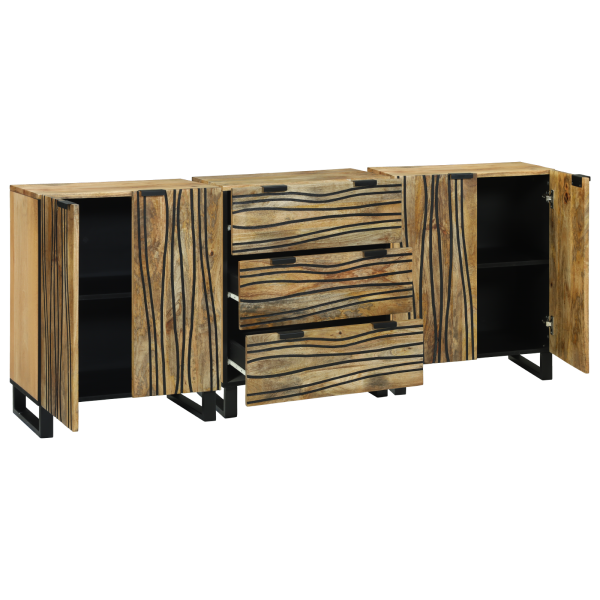 Juego de muebles de baño 3 pcs Marrón Mediano Madera maciza M 2