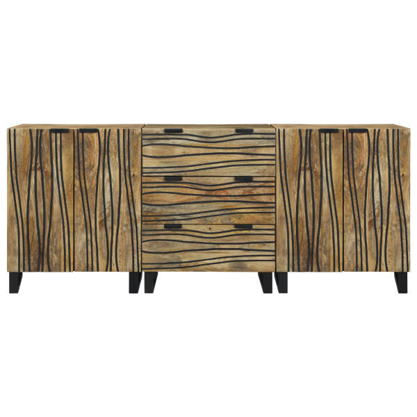 Juego de muebles de baño 3 pcs Marrón Mediano Madera maciza M 5