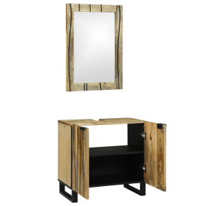 Juego de muebles de baño con estante 2 pcs Marrón Estándar H