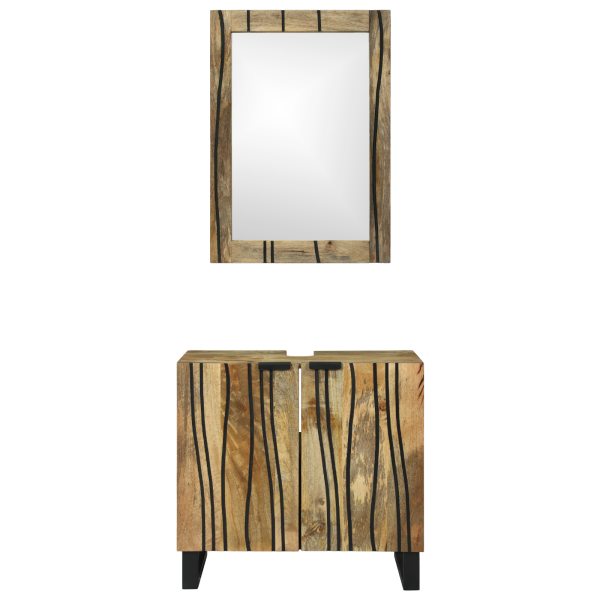 Juego de muebles de baño con estante 2 pcs Marrón Estándar M 5