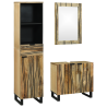 Juego de muebles de baño con cajón con estante con almacenamiento con puerta con espejo 3 pcs Marrón Alto 1