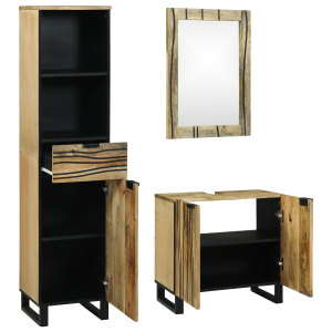 Conjunto de Móveis para Banheiro com gaveta 3 pcs Castanho Alto H