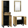 Juego de muebles de baño con cajón con estante con almacenamiento con puerta con espejo 3 pcs Marrón Alto 2