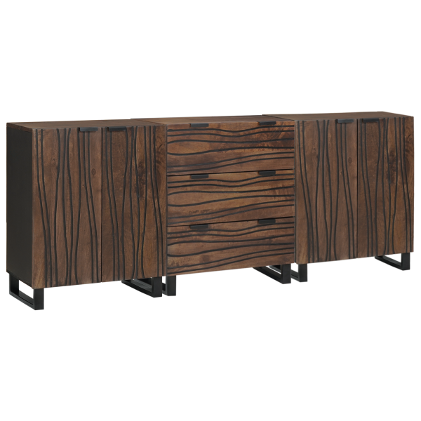 Juego de muebles de baño con cajón con estante con almacenamiento con puerta 3 pcs Marrón Grande D