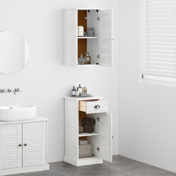 Conjunto de Móveis para Banheiro 2 pcs Marrom e Branco M 4