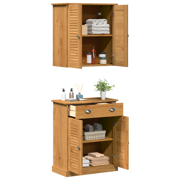 Juego de muebles de baño 2 pcs Marrón 67.5 x 34 x 80 cm D