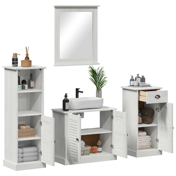 Juego de muebles de baño 3 pcs blanco antiguo 37 x 34 x 110 cm M 2