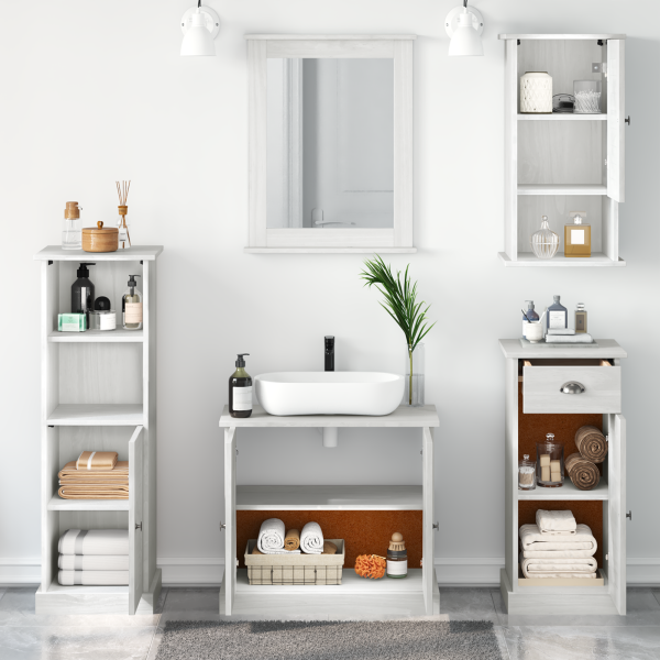 Juego de muebles de baño 5 pcs blanco antiguo 37 x 34 x 110 cm M 4