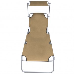 Tumbona plegable con toldo de aluminio gris taupe H