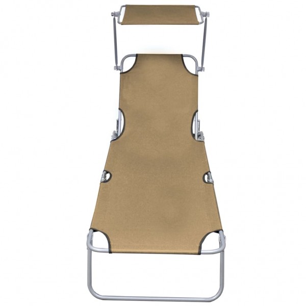 Tumbona plegable con toldo de aluminio gris taupe M 2