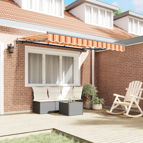 Toldo Retrátil Amarelo e Laranja e Antracite Largo M 3