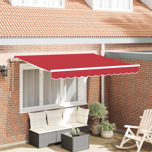 Toldo Retráctil Rojo y Blanco 350x200 cm 350 x 200 cm 3.5 x 2 m D