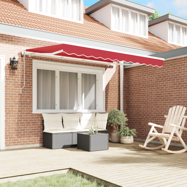 Toldo Retrátil Manual Vermelho e Branco M 3