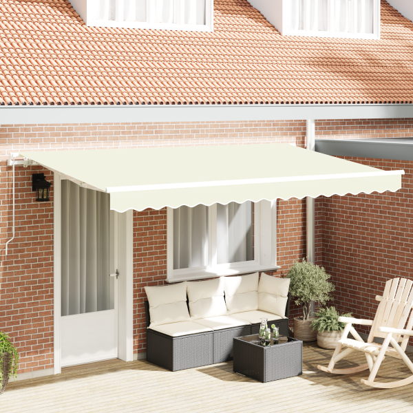 Toldo Retráctil Crema y Blanco 4 x 2 metros Poliéster y metal D