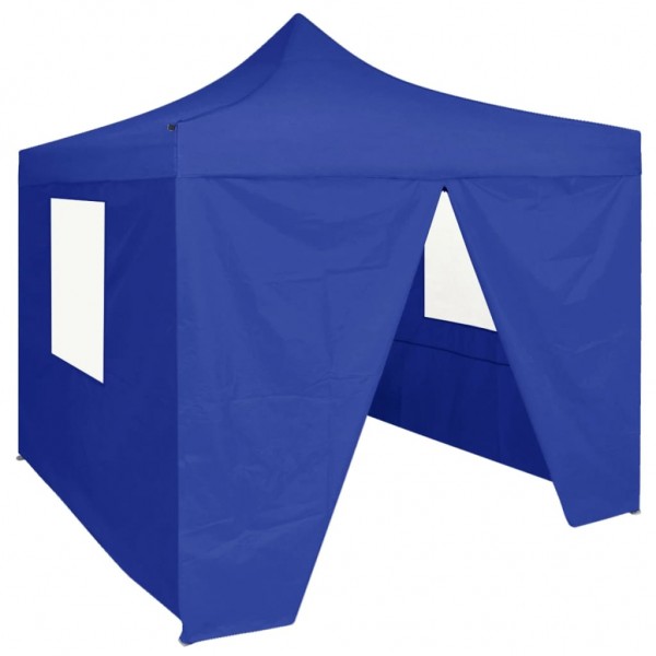 Carpa plegable profesional con 4 paredes acero azul 2x2 m D