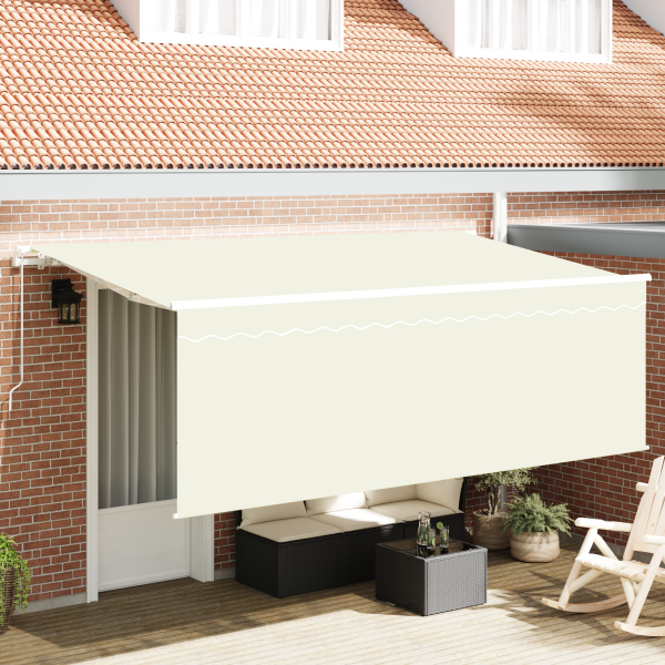 Toldo Retráctil Manual Crema Blanco Marrón 400 x 200 cm D