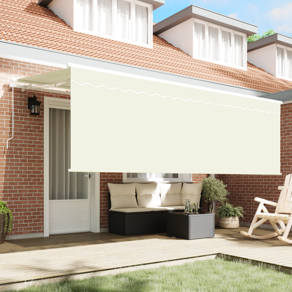 Toldo Retrátil Manual Creme Branco Castanho 400 x 200 cm M 3