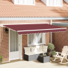 Toldo Retráctil Manual Rojo burdeos y Blanco 1