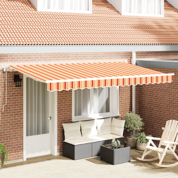 Toldo Retráctil Manual Multicolor y Amarillo y Naranja y Blanco D