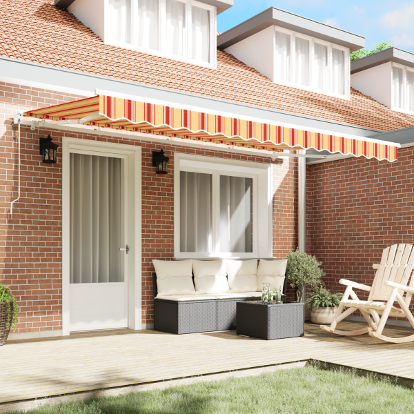 Toldo Retrátil Multicolorido e Amarelo e Laranja e Branco M 3