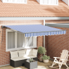 Toldo Retráctil Azul y Blanco 300x250 cm Poliéster y Aluminio 1