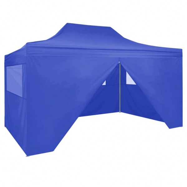Carpa plegable profesional con 4 paredes acero azul 3x4 m D