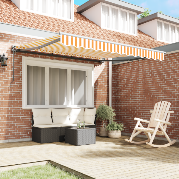 Toldo Retrátil Amarelo e Branco 300x250 cm Poliéster e Metal M 3