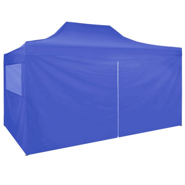 Carpa plegable profesional con 4 paredes acero azul 3x4 m M 4