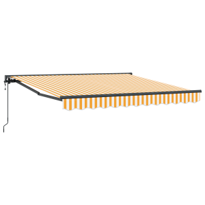 Toldo Retrátil Amarelo e Branco 300x250 cm Poliéster e Metal H